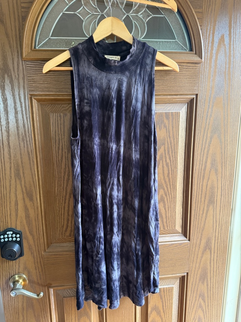 Ginger G Sleeveless Tie-Dye Midi Dress - Black & Gray